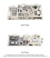 This is a 3D floor plan of a 1500 square foot 3 bedroom Bellbrook at Washington Park Apartments in Centerville, OH.